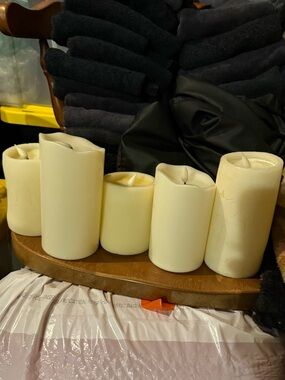 Ivory LED Pillar Candle Set -